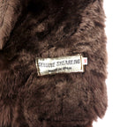 GENUINE SHEARLING Made in Spain 80s Shawl Collar Mouton Balmacaan Coat L Brown Sheepskin