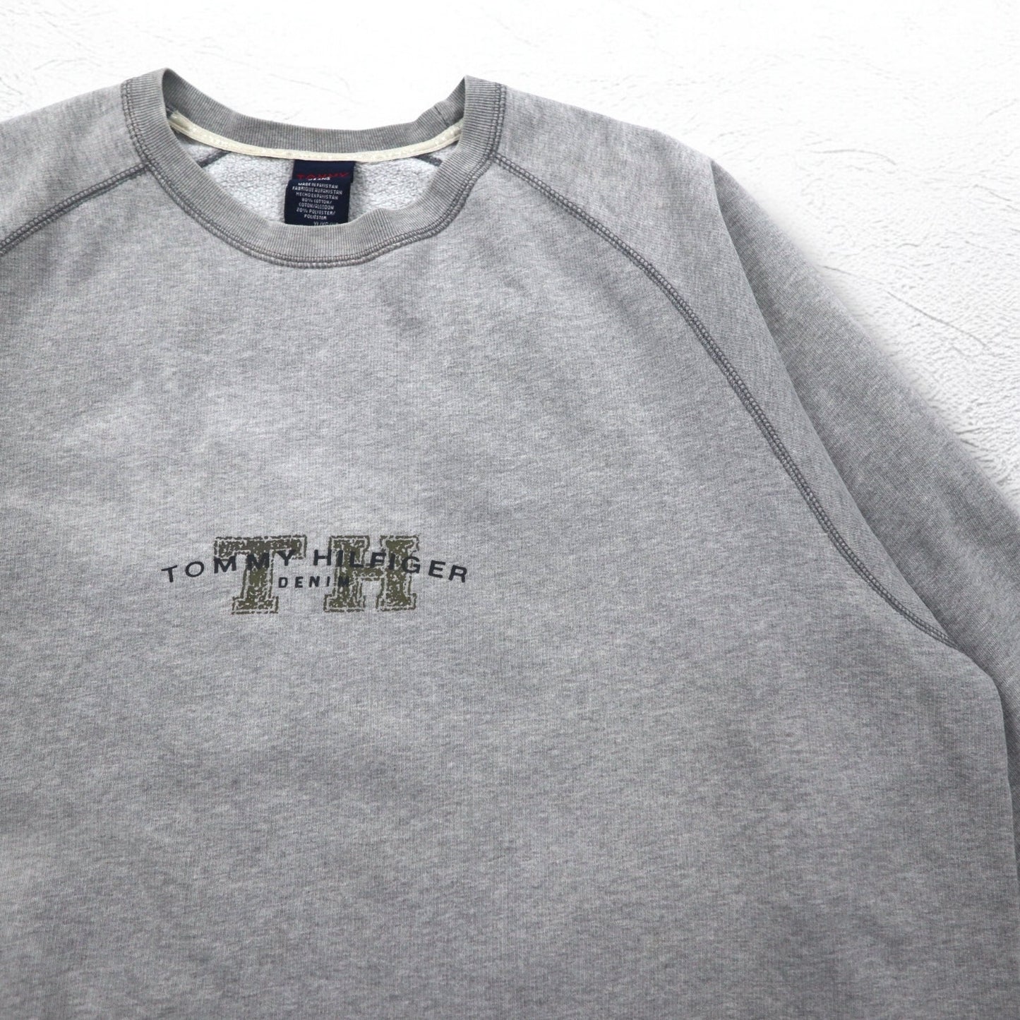 TOMMY JEANS ( TOMMY HILFIGER ) 90年代 クルーネック スウェット XL グレー コットン ロゴプリント