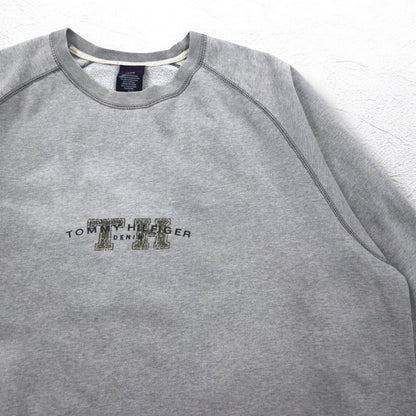 TOMMY JEANS ( TOMMY HILFIGER ) 90年代 クルーネック スウェット XL グレー コットン ロゴプリント