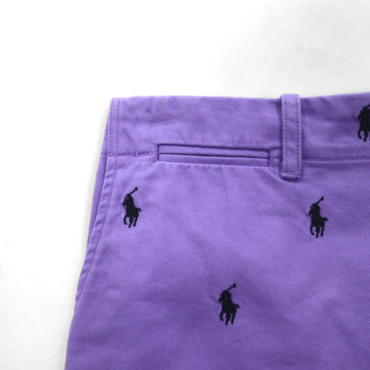 RALPH LAUREN SPORT 90年代 ショートパンツ M パープル 総柄 オールオーバーポニー 刺繍