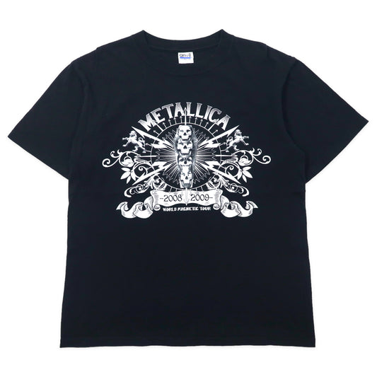 日本然リトテ-古着オンライン-METALLICA メタリカ バンドTシャツ M ブラック コットン 両面プリント anvilボディ WORLD MAGNETIC ワールドツアー-METALLICA Metallica Band T-Shirt M Black Cotton Print Anvil Body WORLD MAGNETIC World Tour