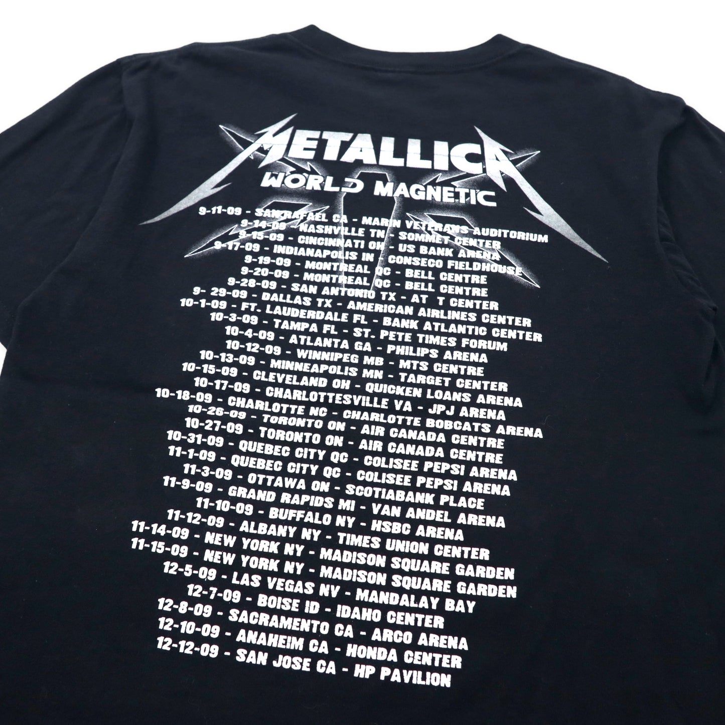 METALLICA メタリカ バンドTシャツ M ブラック コットン 両面プリント anvilボディ WORLD MAGNETIC ワールドツアー