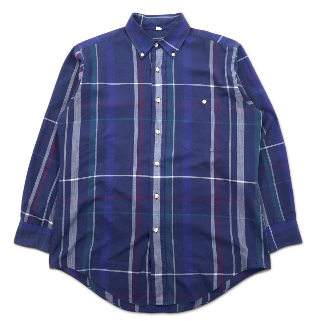 日本然リトテ-古着オンライン-Christian Dior オールド ボタンダウンシャツ M ネイビー コットン チェック-