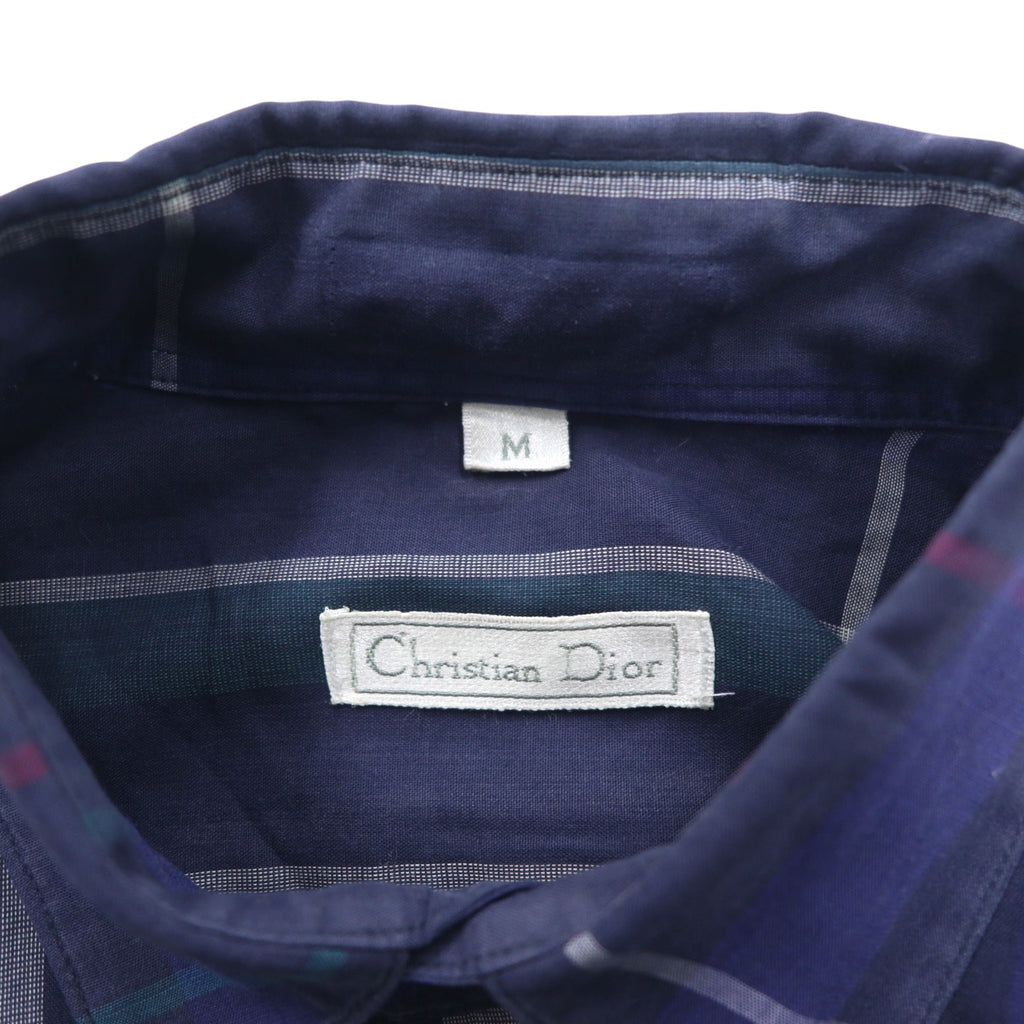 Christian Dior Old Button-down Shirt M Navy Cotton Check