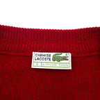 CHEMISE LACOSTE 80年代 ニット カーディガン L レッド アクリル