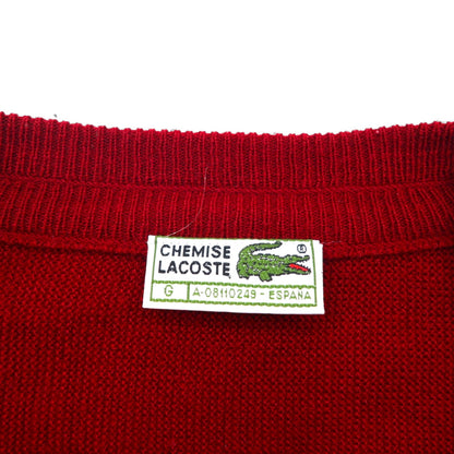 CHEMISE LACOSTE 80s Knit Cardigan, Size L, Red, Acrylic