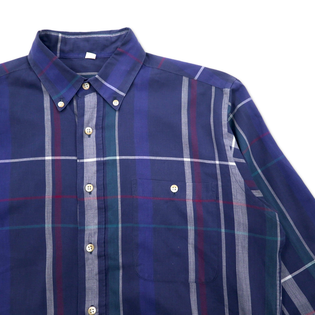Christian Dior Old Button-down Shirt M Navy Cotton Check