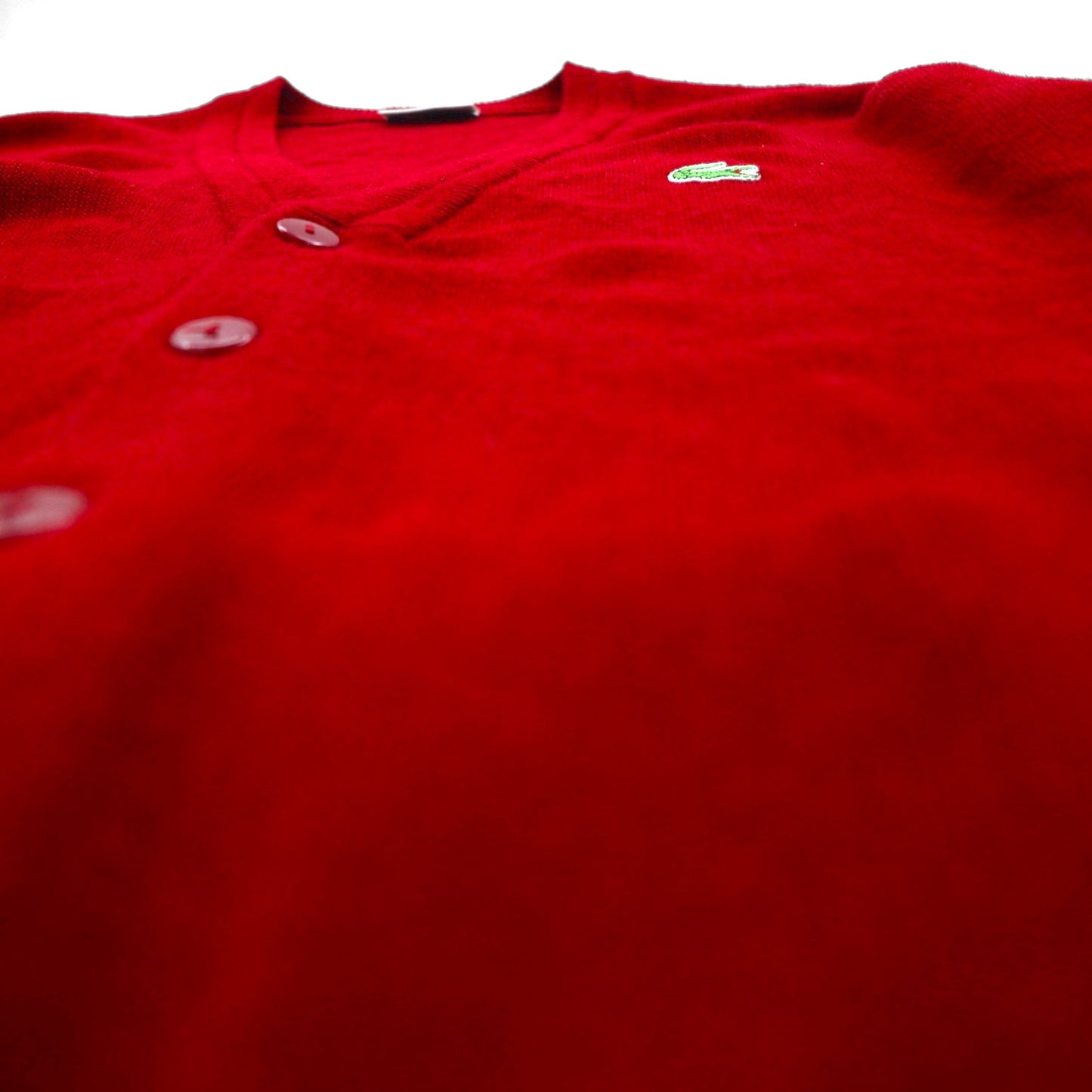 CHEMISE LACOSTE 80s Knit Cardigan, Size L, Red, Acrylic