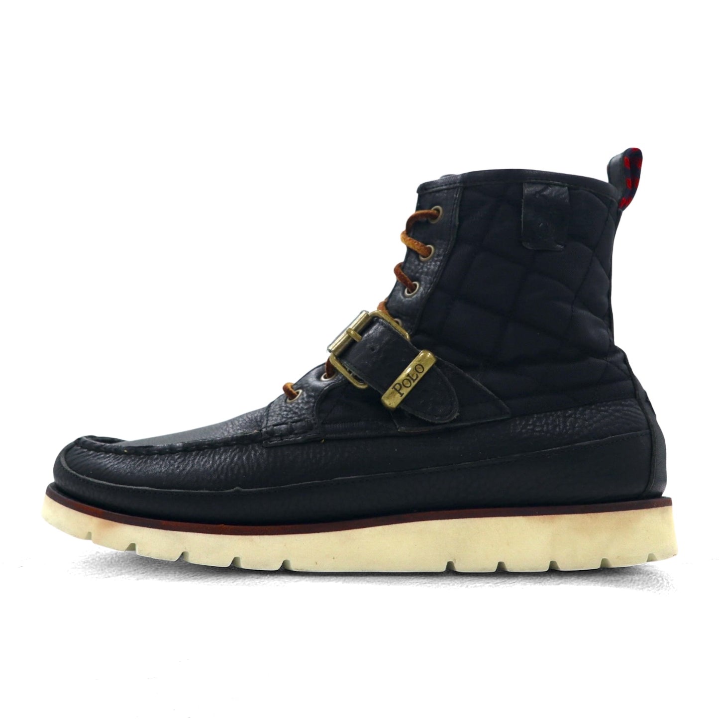 POLO RALPH LAUREN レンジャーブーツ ワークブーツ 27.5cm ブラック レザー キルティング SADDLE WORTH Ⅲ 1934