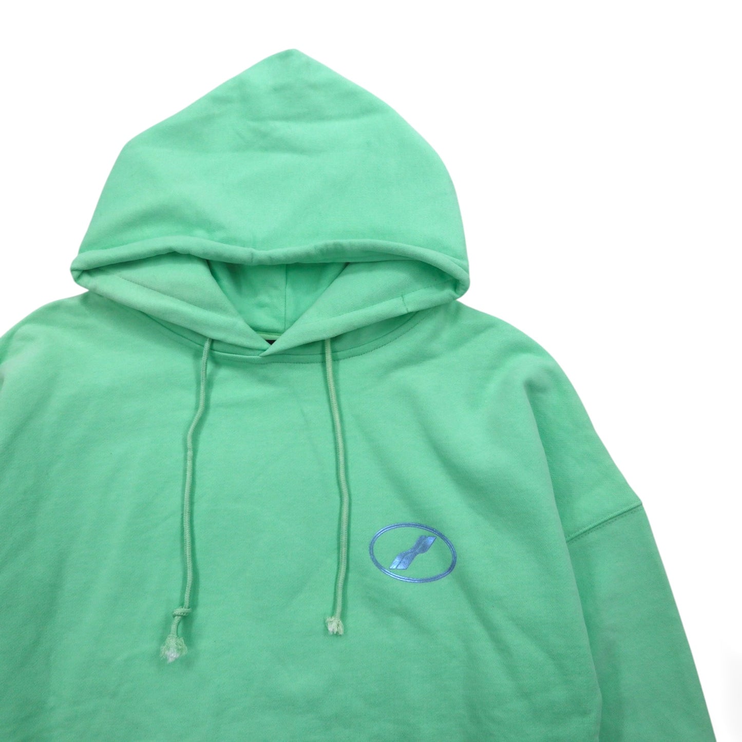 WE11DONE プルオーバー パーカー S ミント グリーン ロゴプリント Iridescent Logo Hoodie