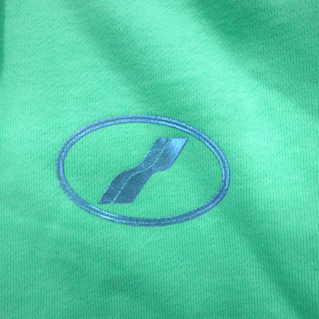 WE11DONE Pullover Hoodie S Mint Green Logo Print Iridescent Logo Hoodie
