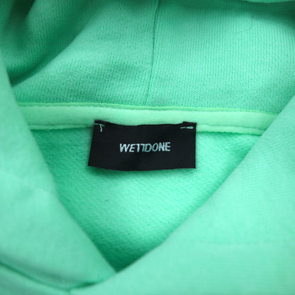 WE11DONE プルオーバー パーカー S ミント グリーン ロゴプリント Iridescent Logo Hoodie