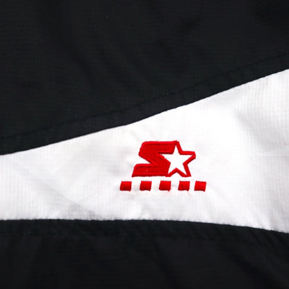 STARTER Nylon Parka Track Jacket Jersey, Size L, Black, with Hood Storage