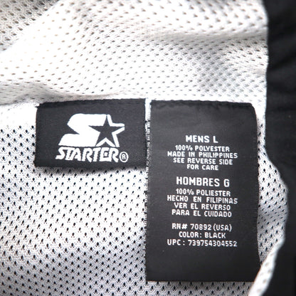 STARTER Nylon Parka Track Jacket Jersey, Size L, Black, with Hood Storage