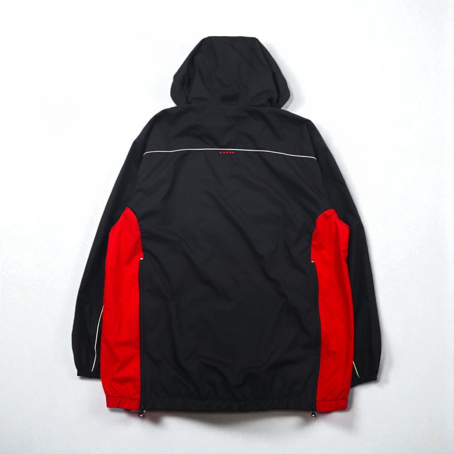 STARTER Nylon Parka Track Jacket Jersey, Size L, Black, with Hood Storage
