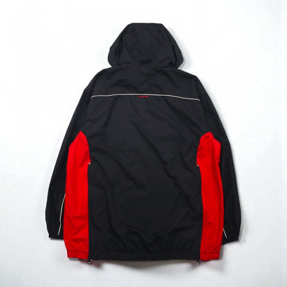 STARTER Nylon Parka Track Jacket Jersey, Size L, Black, with Hood Storage