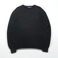 Polo Ralph Lauren V-neck sweatshirt, XL, black cotton with small pony embroidery