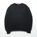 Polo Ralph Lauren V-neck sweatshirt, XL, black cotton with small pony embroidery