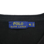 Polo Ralph Lauren V-neck sweatshirt, XL, black cotton with small pony embroidery