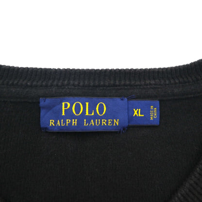 Polo Ralph Lauren 前V スウェット トレーナー XL ブラック コットン スモールポニー刺繡