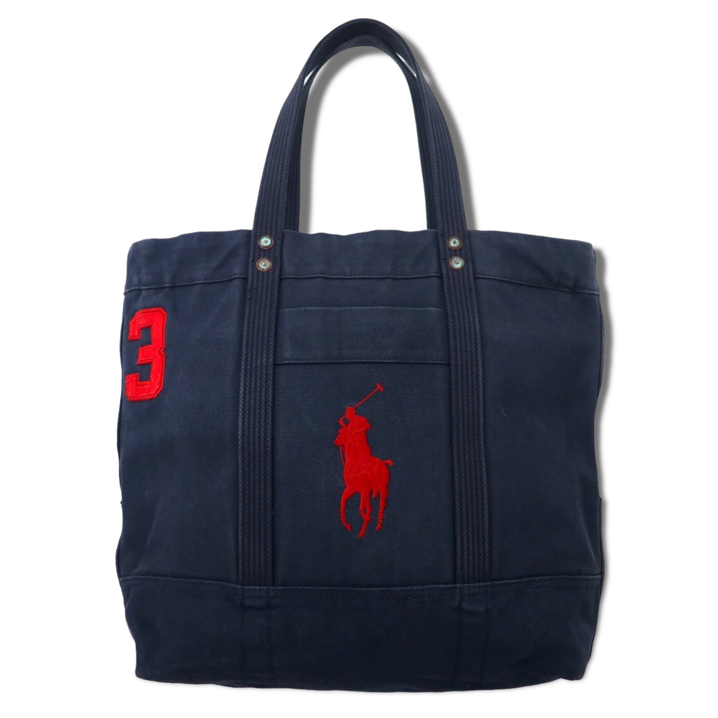 POLO RALPH LAUREN ビンテージ キャンバス トートバッグ ラージサイズ ネイビー コットン BIG PONY CANVAS TOTE US