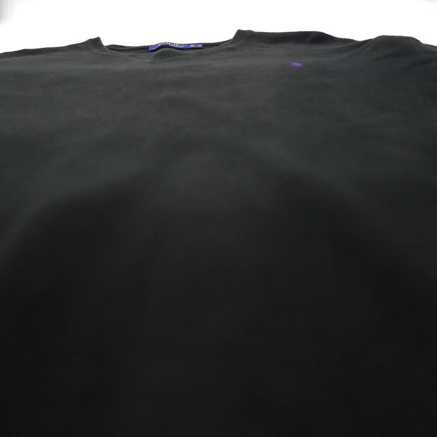 Polo Ralph Lauren 前V スウェット トレーナー XL ブラック コットン スモールポニー刺繡