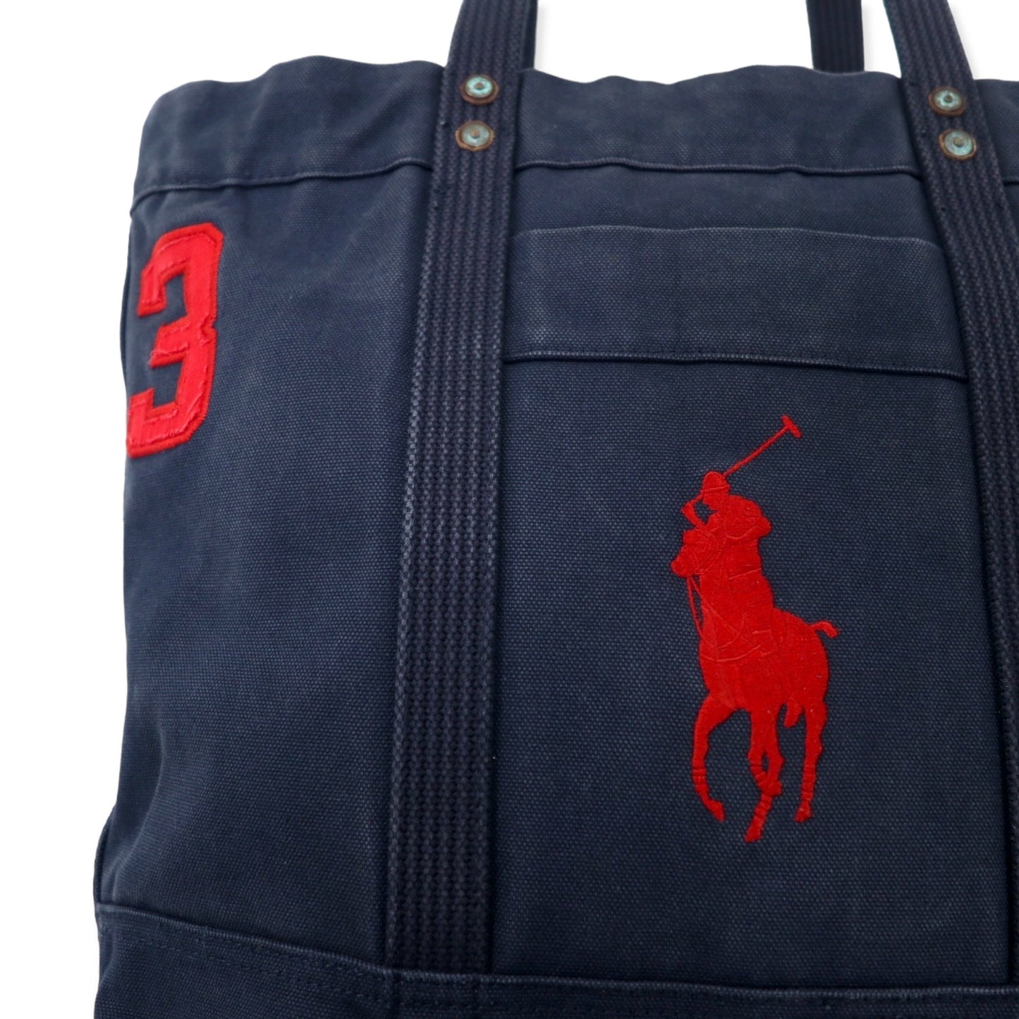 POLO RALPH LAUREN ビンテージ キャンバス トートバッグ ラージサイズ ネイビー コットン BIG PONY CANVAS TOTE US