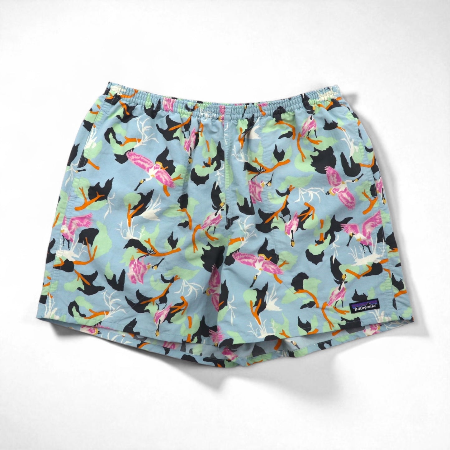 patagonia バギーズショーツ Baggies Short-5inch ショートパンツ L ブルー ナイロン 総柄 鳥 57021