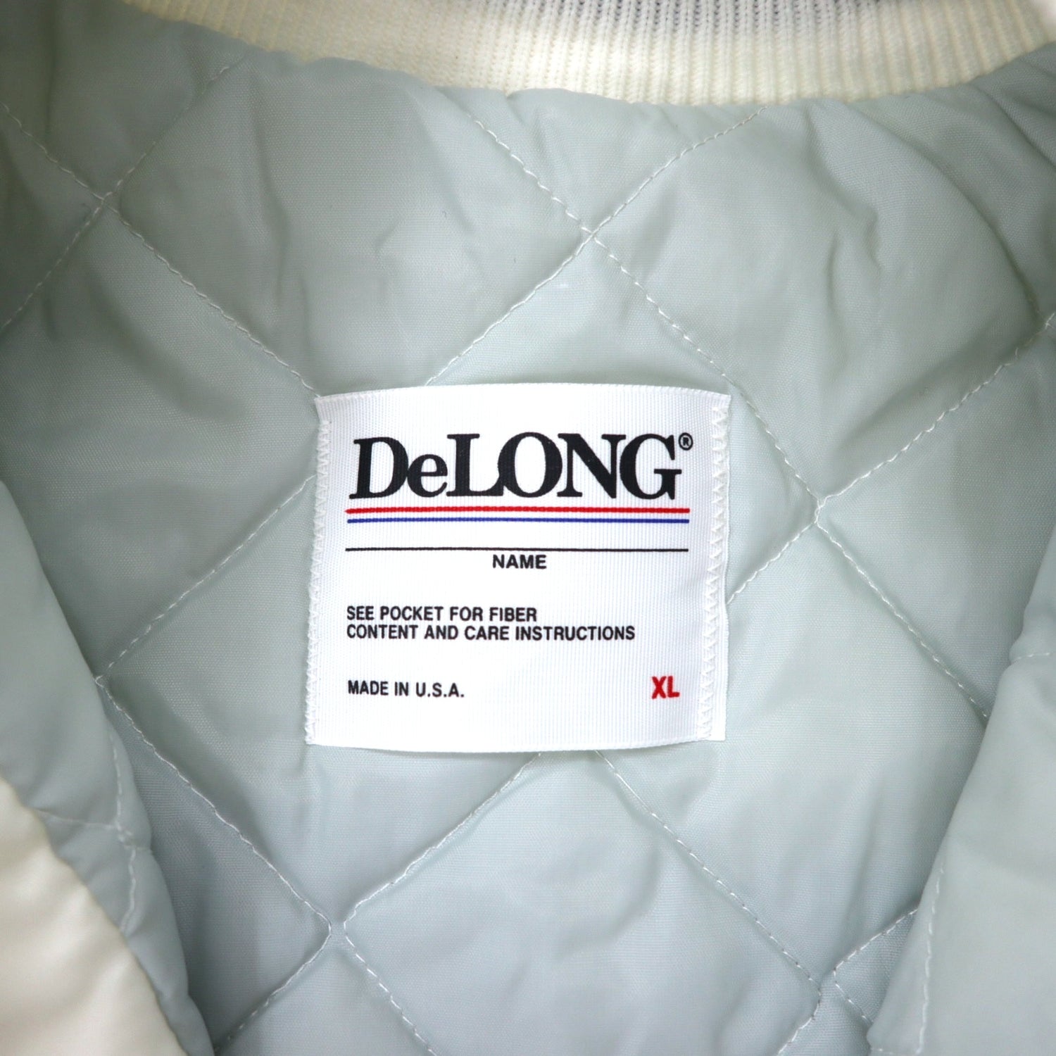 DeLONG USA製 90年代 スタジャン XL ホワイト ナイロン キルティング 