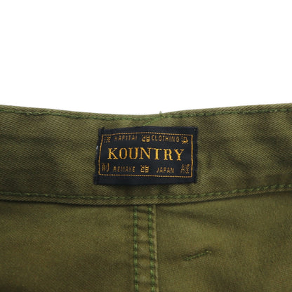 KAPITAL KOUNTRY スマイル 刺繍 パンツ L カーキ コットン 日本製 K1910LP805