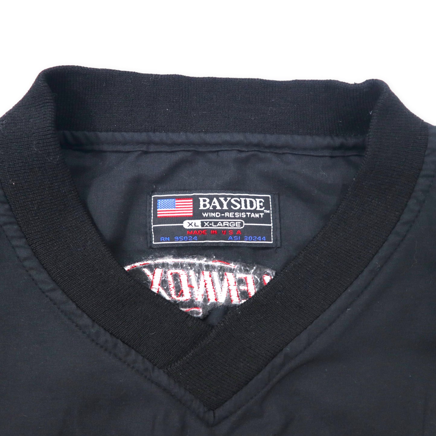 BAYSIDE USA製 ピステ プルオーバー ナイロンジャケット XL ブラック LENNOX US企業 刺繍 ビッグサイズ