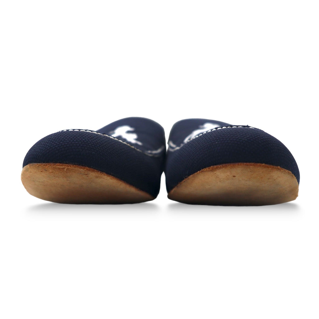 polpetta slip-on loafers, 26.5cm, navy, canvas, tassel embroidery, TROMPE