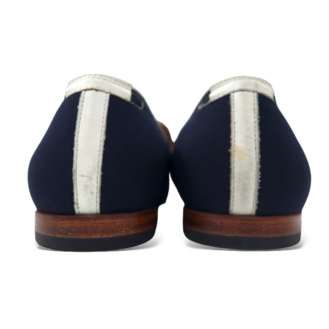 polpetta slip-on loafers, 26.5cm, navy, canvas, tassel embroidery, TROMPE