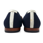 polpetta slip-on loafers, 26.5cm, navy, canvas, tassel embroidery, TROMPE