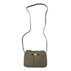 日本然リトテ-古着オンライン-LAUREN RALPH LAUREN ガンクラブチェック ショルダーバッグ ポシェット ブラウン ナイロンキャンバス ロゴプレート-LAUREN RALPH LAUREN Gun Club Checked Shoulder Bag Pochette Brown Nylon Canvas Logo Plate