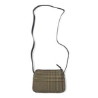 LAUREN RALPH LAUREN Gun Club Check Shoulder Bag Pochette Brown Nylon Canvas Logo Plate