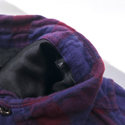 DIESEL Cut-off Grunge Check Shirt M Navy Purple Distressed