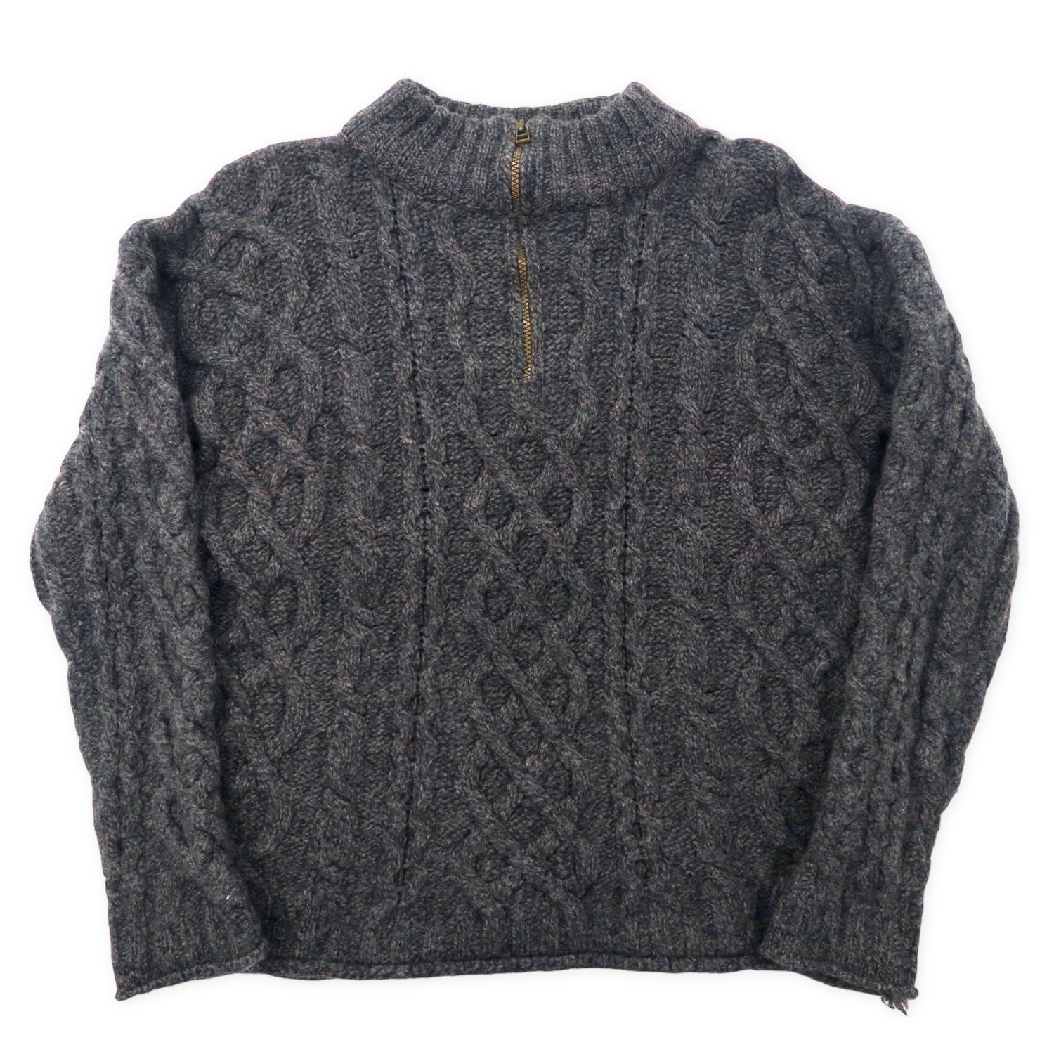 Pergrine MADE Half Zip Fishermannit Alannit Sweater M Gray Wool