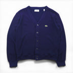 IZOD LACOSTE 70年代 糸巻タグ ニット カーディガン S ネイビー アクリル 短丈