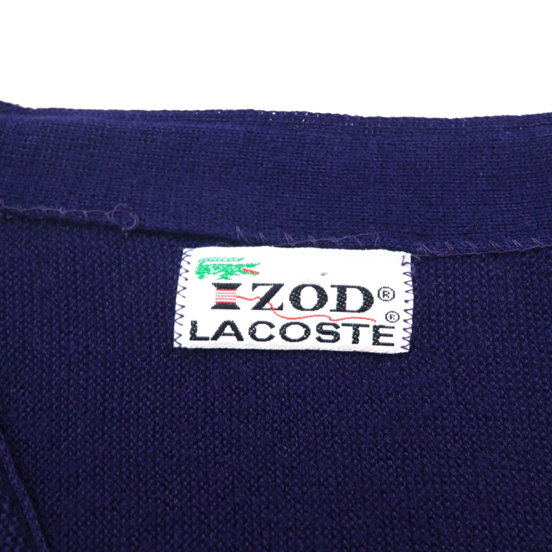 IZOD LACOSTE 70年代 糸巻タグ ニット カーディガン S ネイビー アクリル 短丈