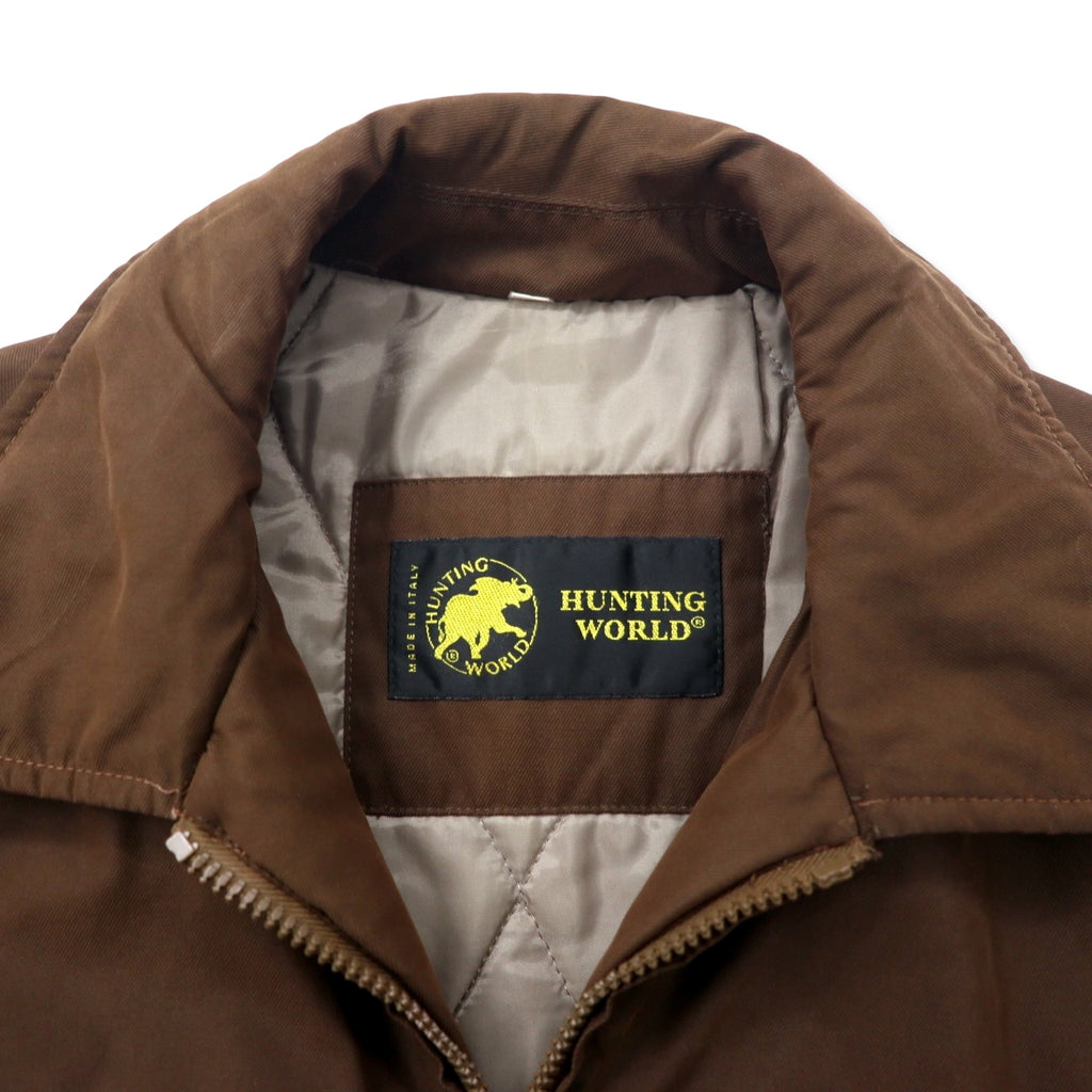 HUNTING WORLD Field Jacket 40 Brown Polyester Filling Quilted Liner Drawcord riri Zip Made in Italy