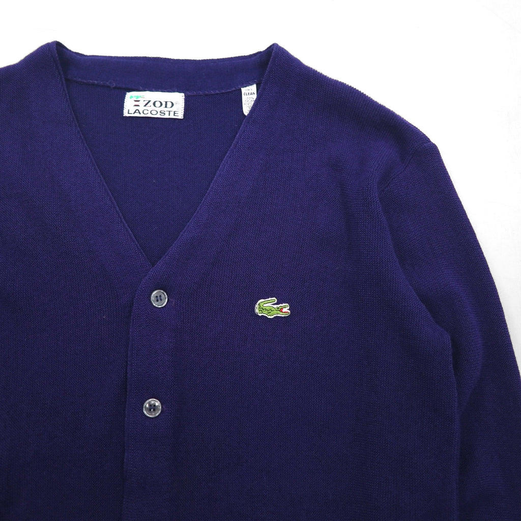 IZOD LACOSTE 70年代 糸巻タグ ニット カーディガン S ネイビー アクリル 短丈
