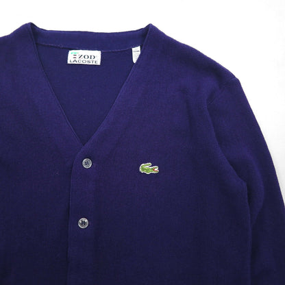 IZOD LACOSTE 70s Knit Cardigan with Spool Tag, Size Small, Navy, Acrylic, Short Length