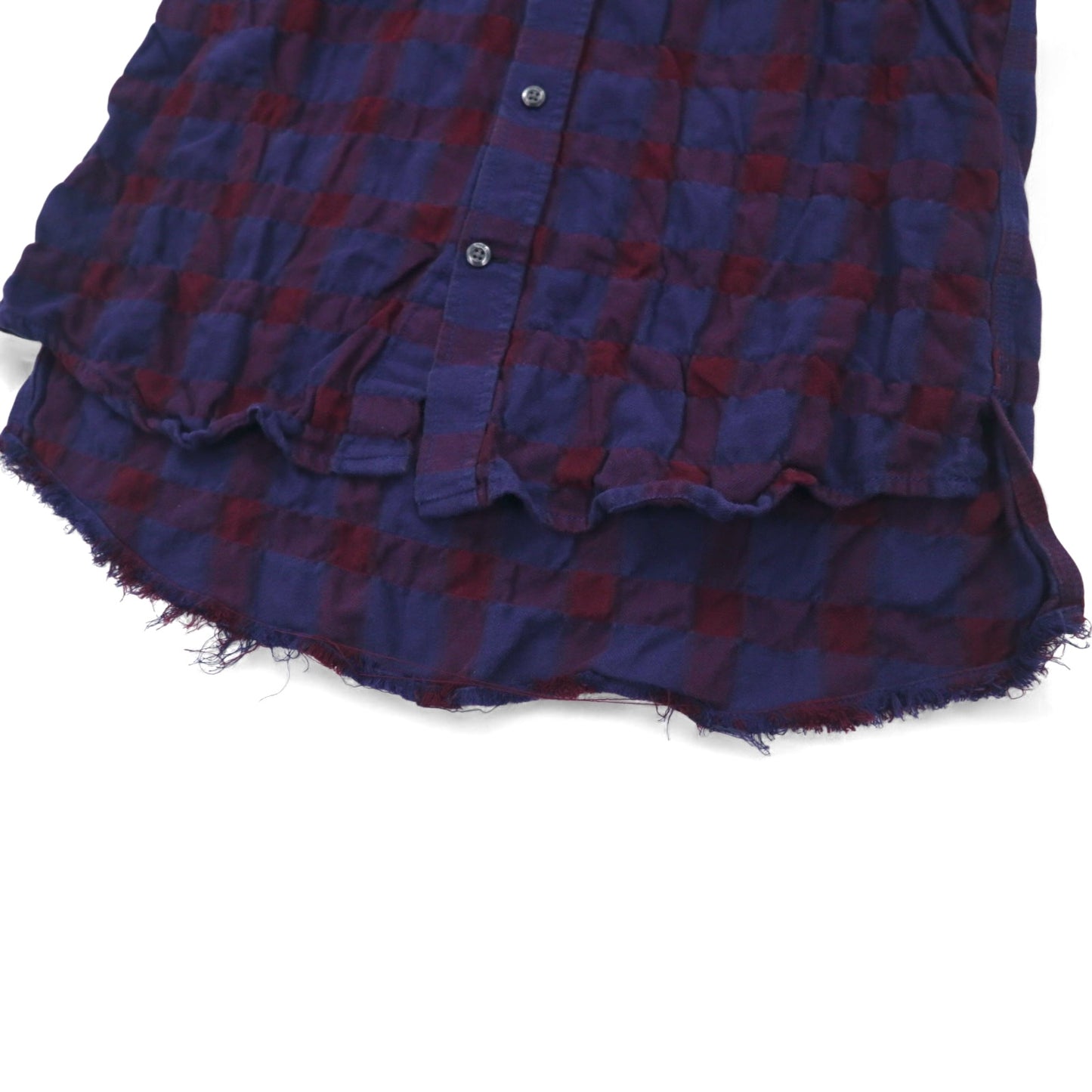 DIESEL Cut-off Grunge Check Shirt M Navy Purple Distressed