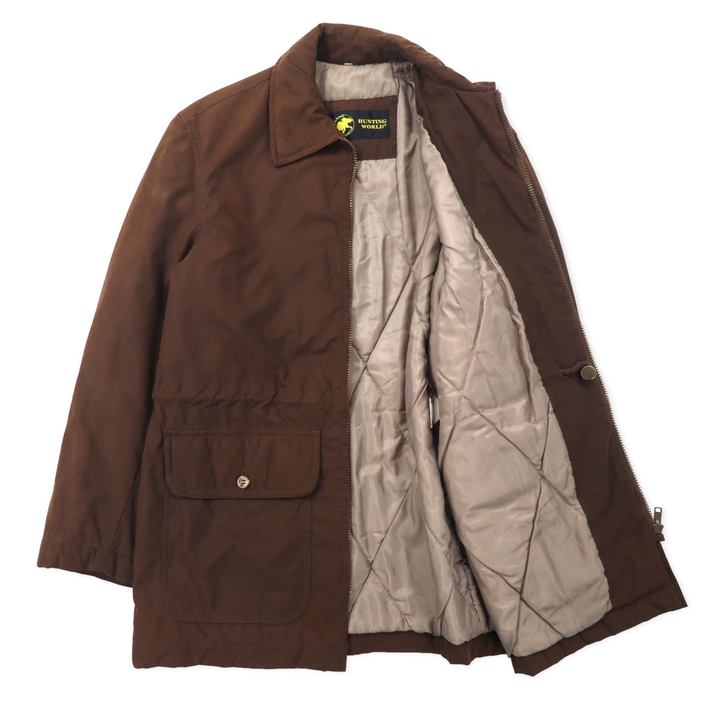 HUNTING WORLD Field Jacket 40 Brown Polyester Filling Quilted Liner Drawcord riri Zip Made in Italy