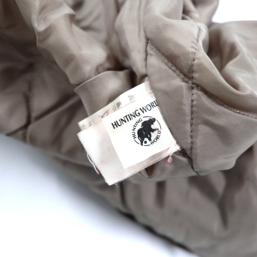 HUNTING WORLD Field Jacket 40 Brown Polyester Filling Quilted Liner Drawcord riri Zip Made in Italy