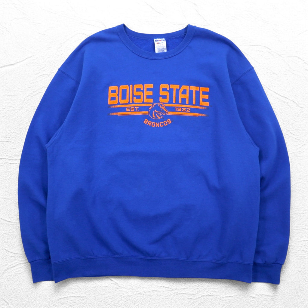 JERZEES 90年代 カレッジプリント スウェット XL ブルー 裏起毛 NCAA フットボール BOISE STATE BRONCOS ホンジュラス製