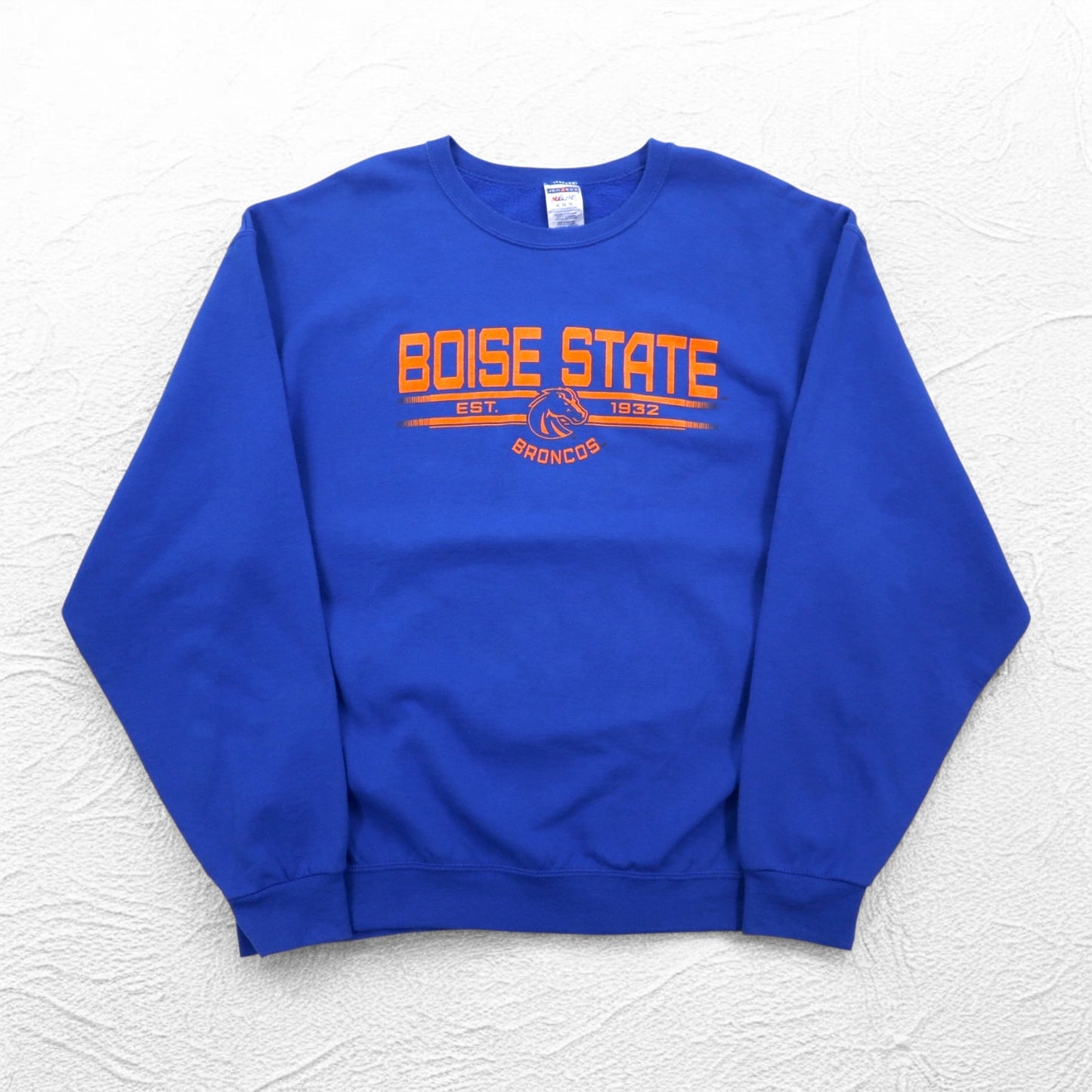 JERZEES 90年代 カレッジプリント スウェット XL ブルー 裏起毛 NCAA フットボール BOISE STATE BRONCOS ホンジュラス製
