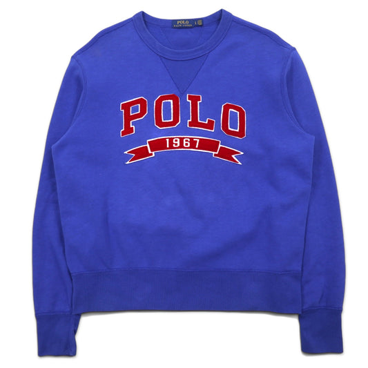 日本然リトテ-古着オンライン-POLO RALPH LAUREN ロゴ 1967 ワッペン スウェット L ブルー コットン 裏起毛-