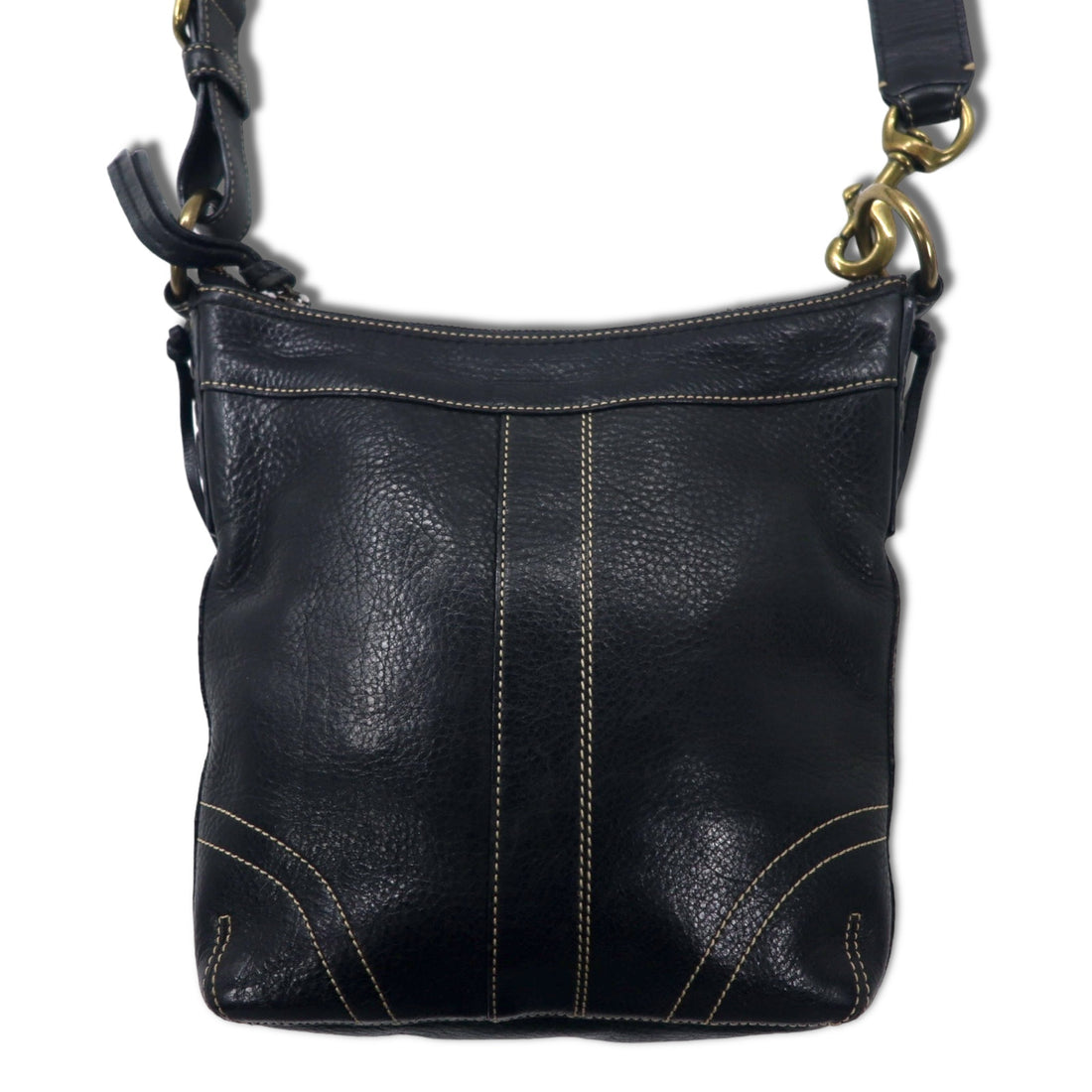 COACH Duffle Leather Crossbody Shoulder Bag Black Stitch 10398